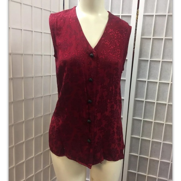 Fine Line, blouse, red, accent floral, size S.: - Picture 1 of 9
